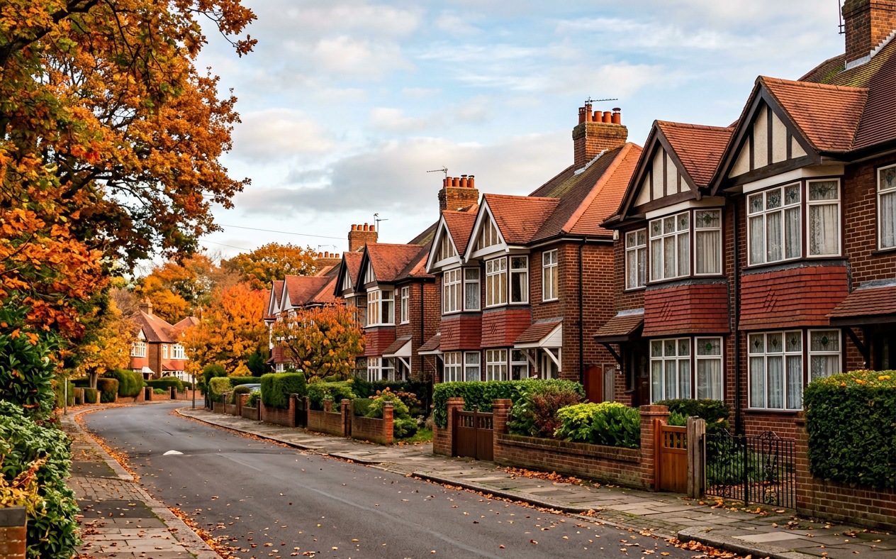 Semi-detached houses on a street in Haydock